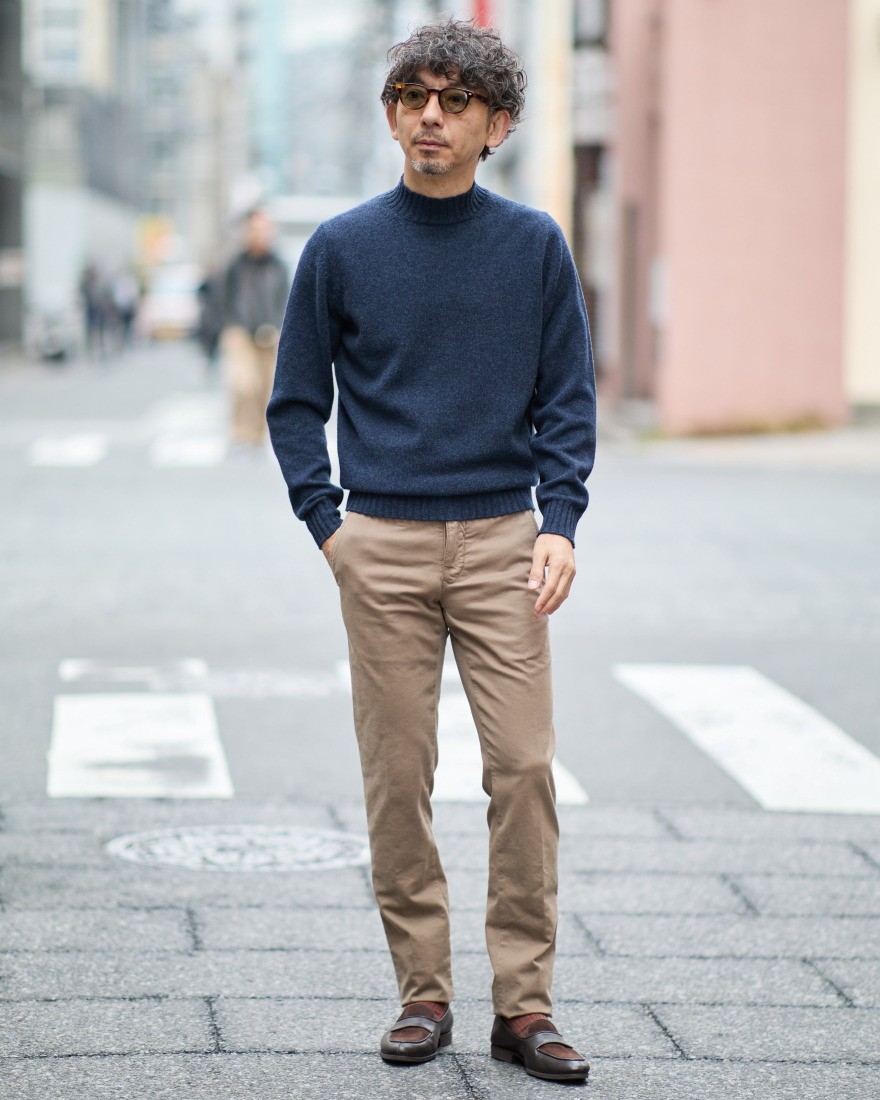 7G カシミヤ混ウール モックネックニット｜FILIPPO DE LAURENTIIS