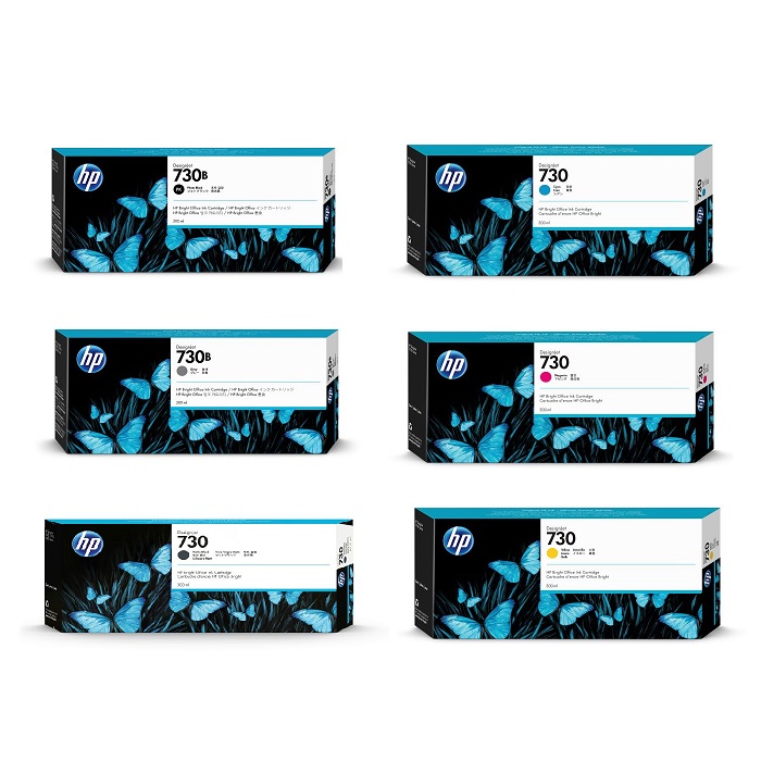 HP 730B 730 純正インク ブラック3種/カラー3種 6色セット 300mL 各1
