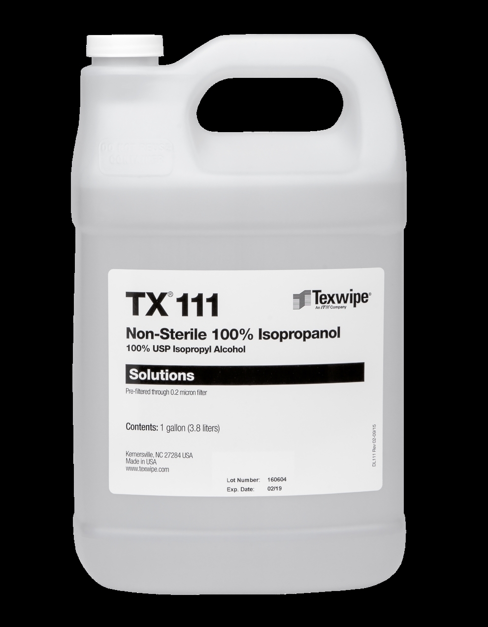 Texwipe. 70% Isopropyl Alcohol (IPA), 1 gallon, Non-sterile, TX117