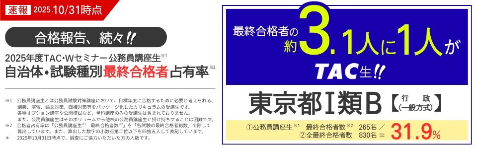 人気のコースで公務員試験合格を目指すならTACの「総合本科生