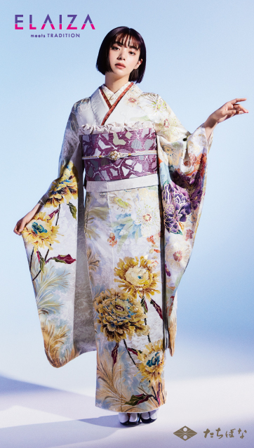 池田エライザ着用の成人式振袖-グレー｜成人式の新作振袖ご紹介 El-716