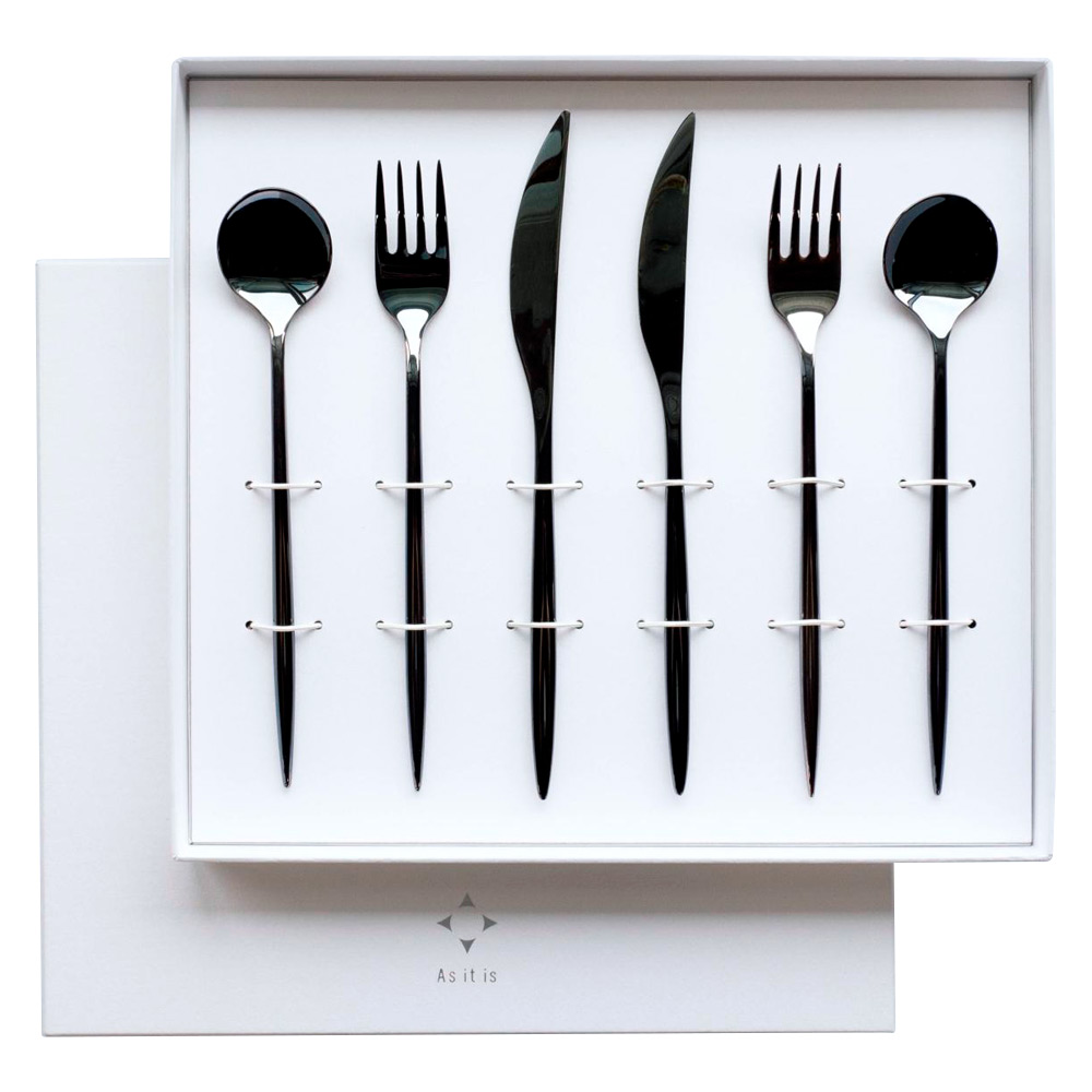 SUGATA 6本セット Black（ナイフ・フォークLarge・スプーンLarge 各2本