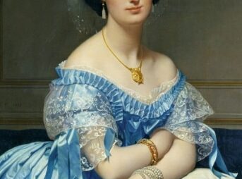 水色の豪華なドレスを着る物憂げな女性／ドミニク・アングルの珠玉の