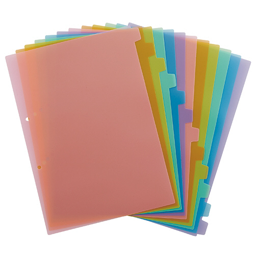 たのめーる】TANOSEE インデックス(PP) A4タテ 2穴 12山 1セット(20組