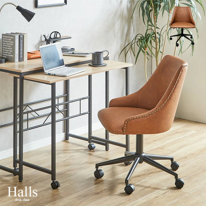 昇降 デスクチェア レザー調 キャスター付 高さ調節 PC オフィス 在宅