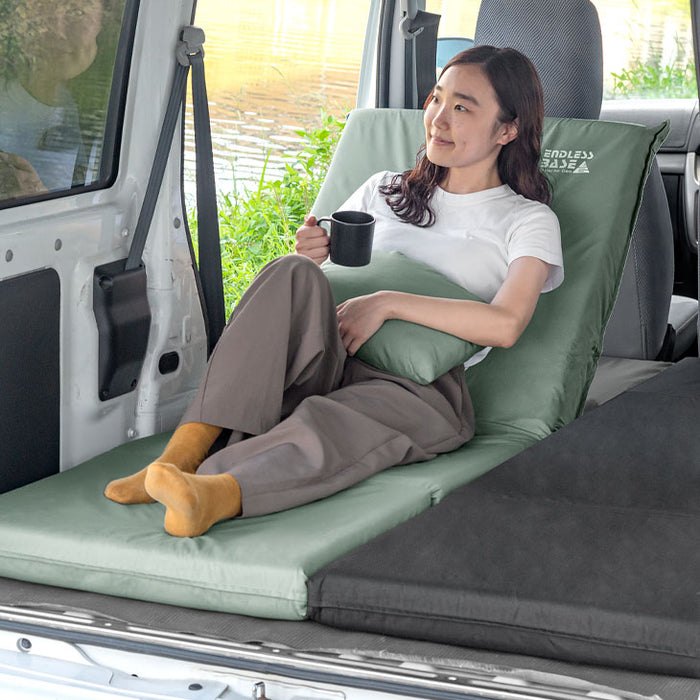 3way 車中泊マット 幅60cm 枕 付 8cm キャンプマット 撥水 キャンプ