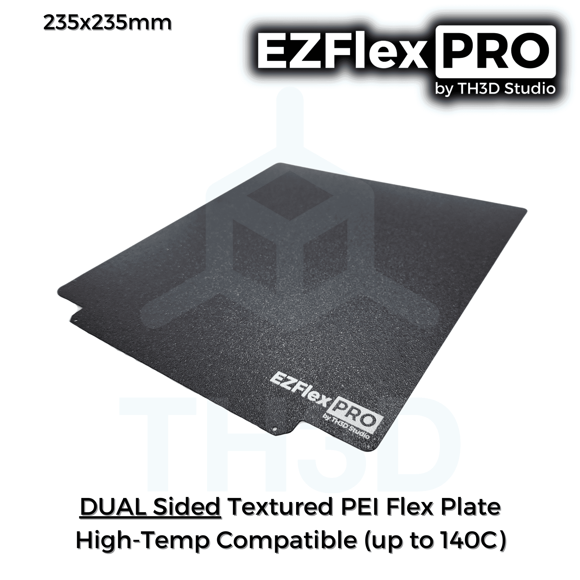 CLEARANCE** 235x235mm Dual Sided Black Textured PEI Flex Plate