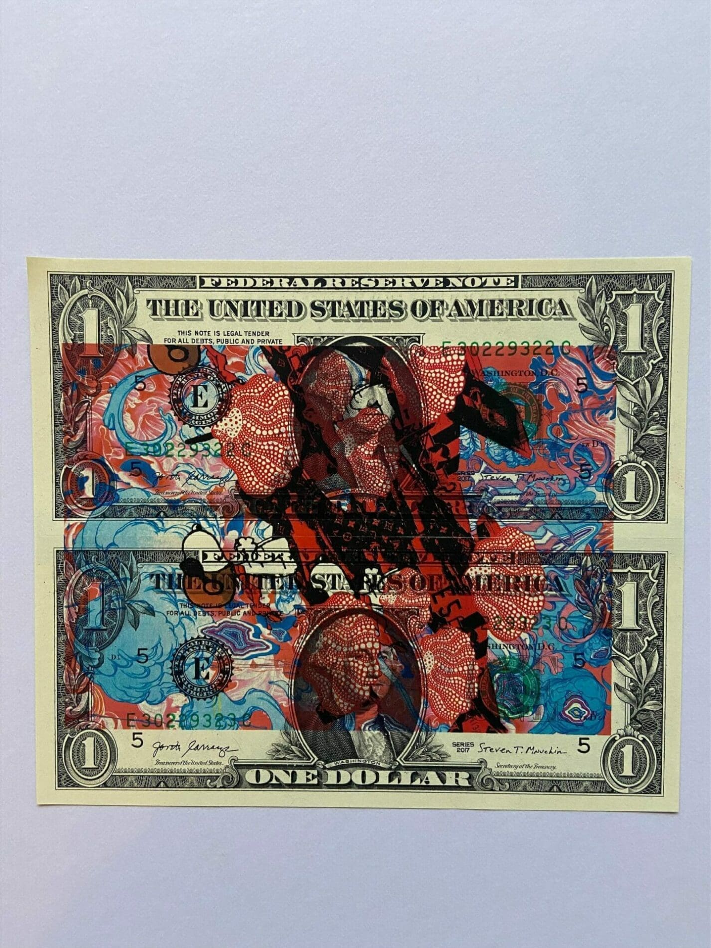 Death NYCのレアなドル紙幣、署名入り、本物