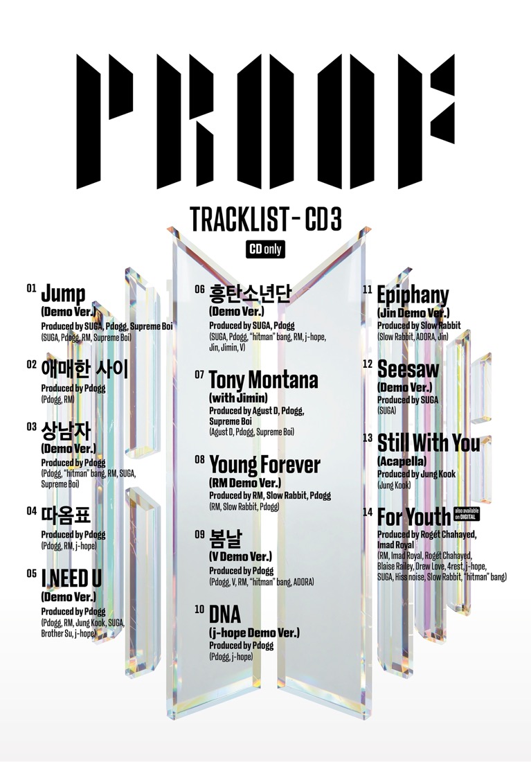BTS、最新アルバム『Proof』CD3の収録曲を公開。ファンソング「For