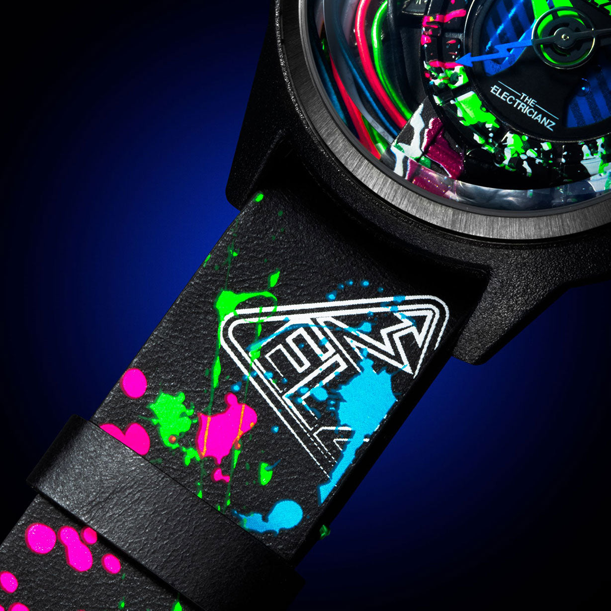 Black Leather Strap for Neon Z black edition | Wrist Watch Strap