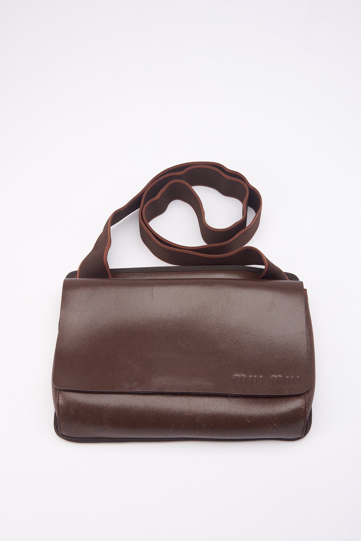 Vintage 90'S Miu Miu Brown Leather Crossbody Bag – The Hosta