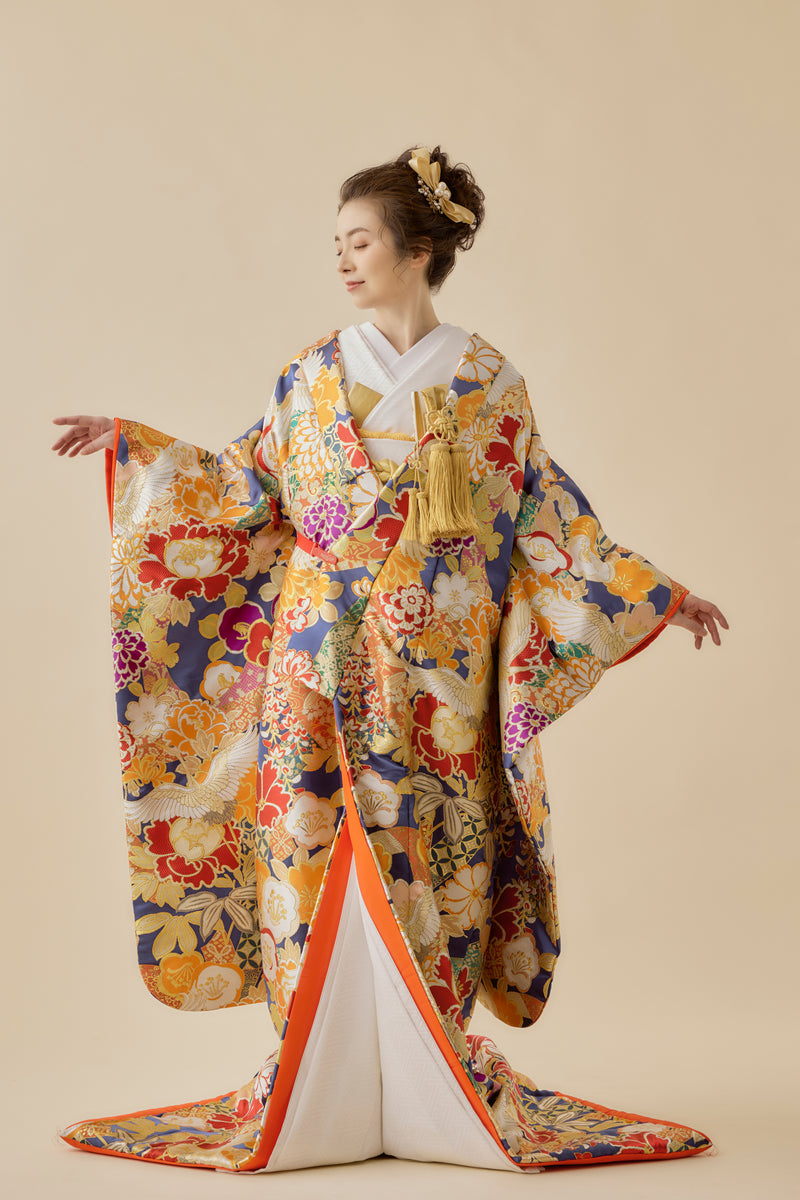 色打掛・百花熨斗に鶴｜白無垢・色打掛レンタルなら結婚式着物専門の