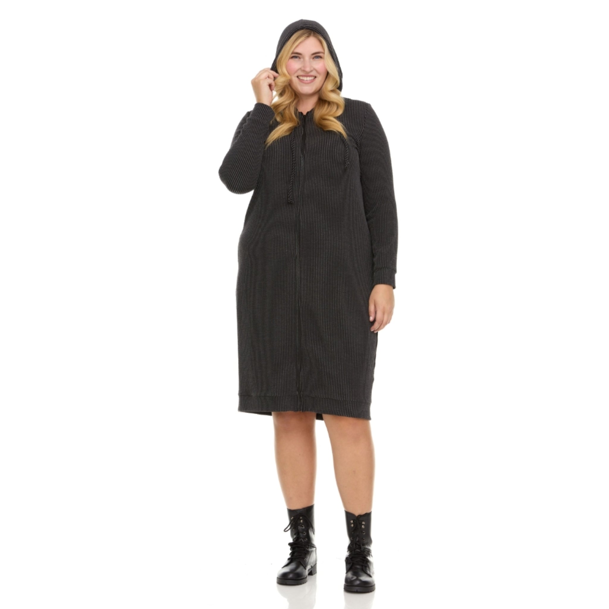 Plus Charcoal Carrie Rib Knit Hoodie Dress – The Mimi Boutique