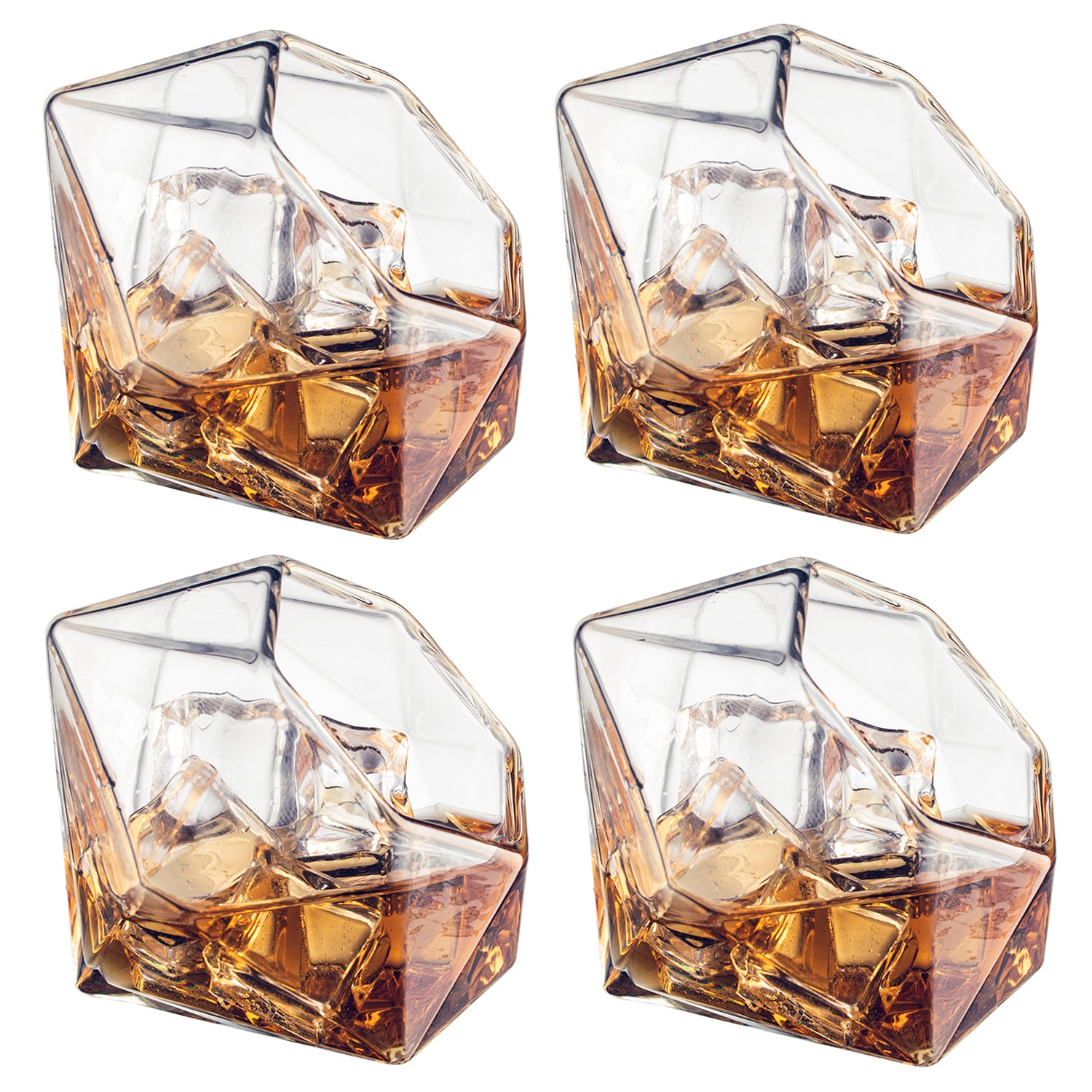 Set of 4 Diamond Whiskey & Wine Glasses 10oz - Wine, Whiskey