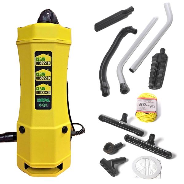Clean Obsessed CO6 - 6 Quart Heavy Duty HEPA Backpack Vacuum