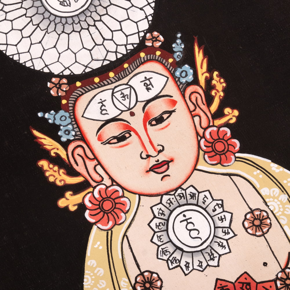 送料無料 チャクラ 人体曼荼羅 エネルギー体図 タンカ 〔一点物