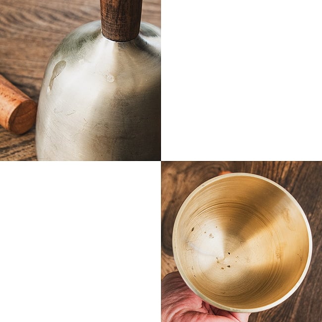 ハンドル付き 高音質シンギングボウル 直径10cm 長さ22cm程度 の通販