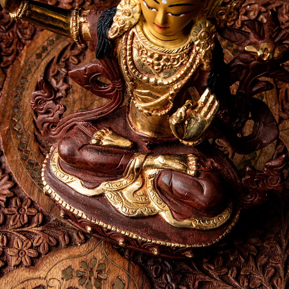 マンジュシュリー - 文殊師利菩薩 銅造鍍金仕上げ - 22cm の通販[送料