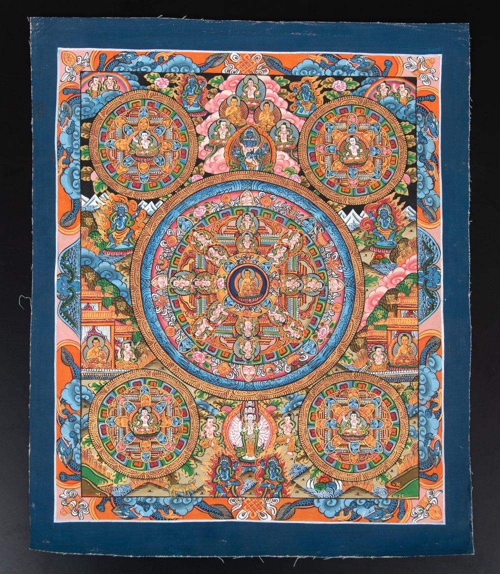 一点物〕タンカ - 五仏曼荼羅[31cm x 39cm] の通販[送料無料