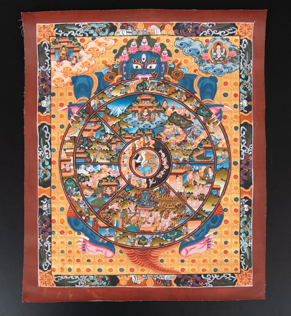 一点物〕タンカ - Wheel of existance 六道輪廻図[36cm x 43cm] の通販