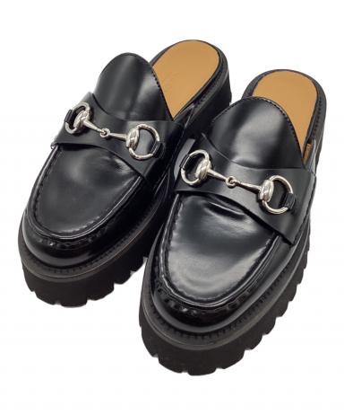 中古・古着通販】GUCCI (グッチ) ホースビットレザーミュール ブラック