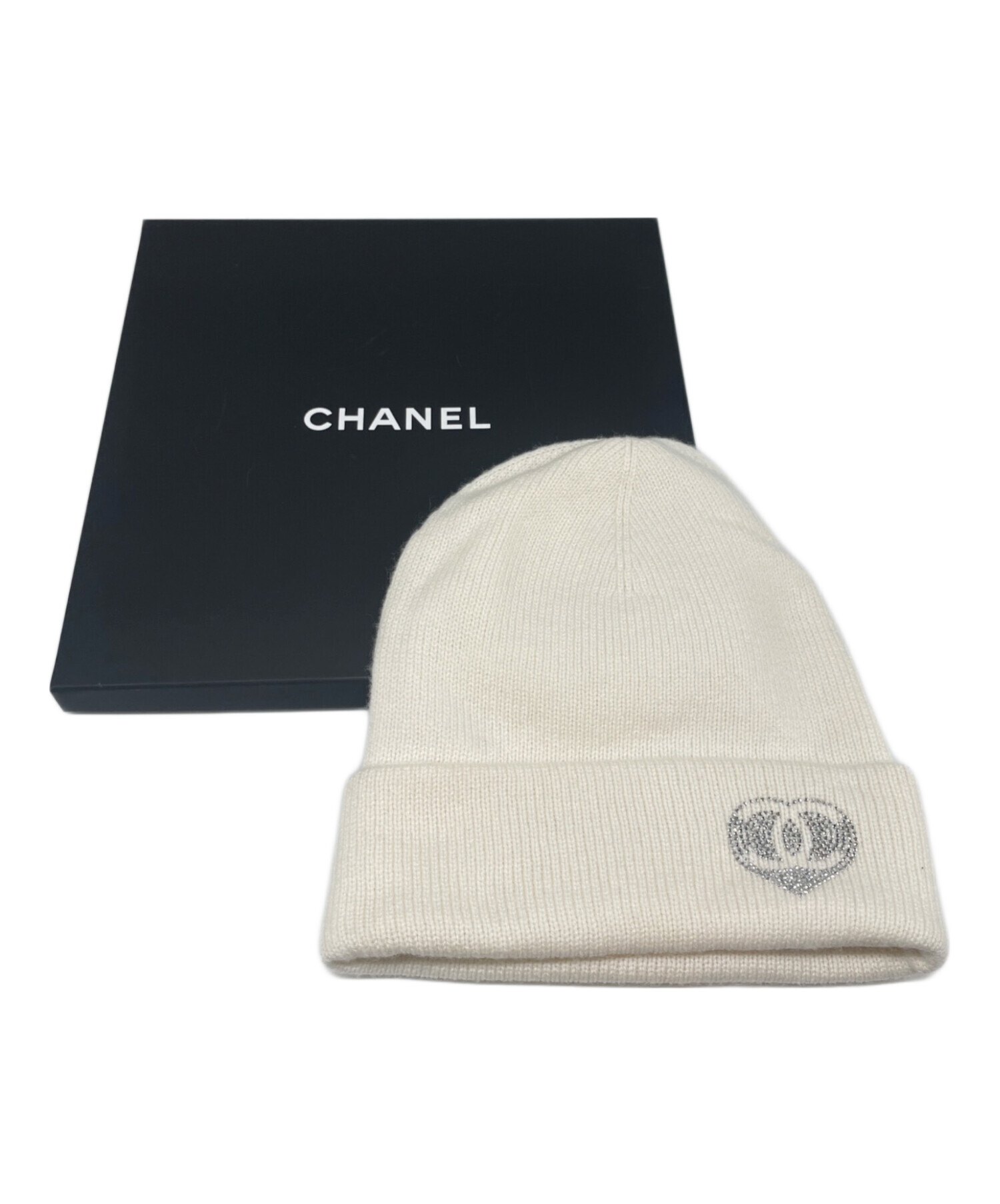 中古・古着通販】CHANEL (シャネル) カシミヤ ニット帽子 ホワイト