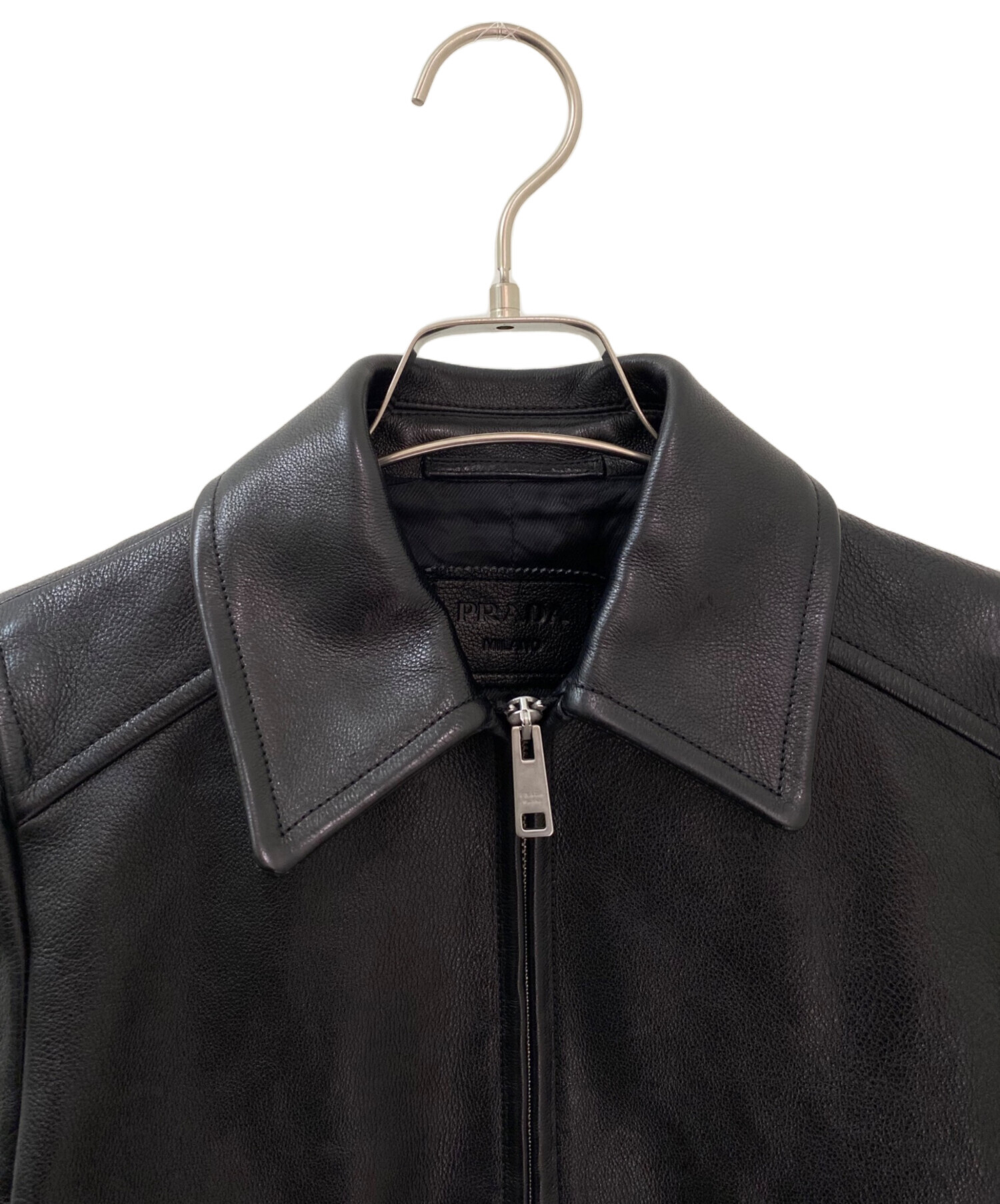 中古・古着通販】PRADA (プラダ) レザージャケット ブラック サイズ:36