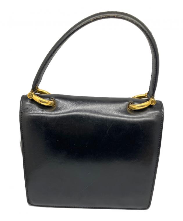 中古・古着通販】CELINE (セリーヌ) レザーハンドバッグ ブラック