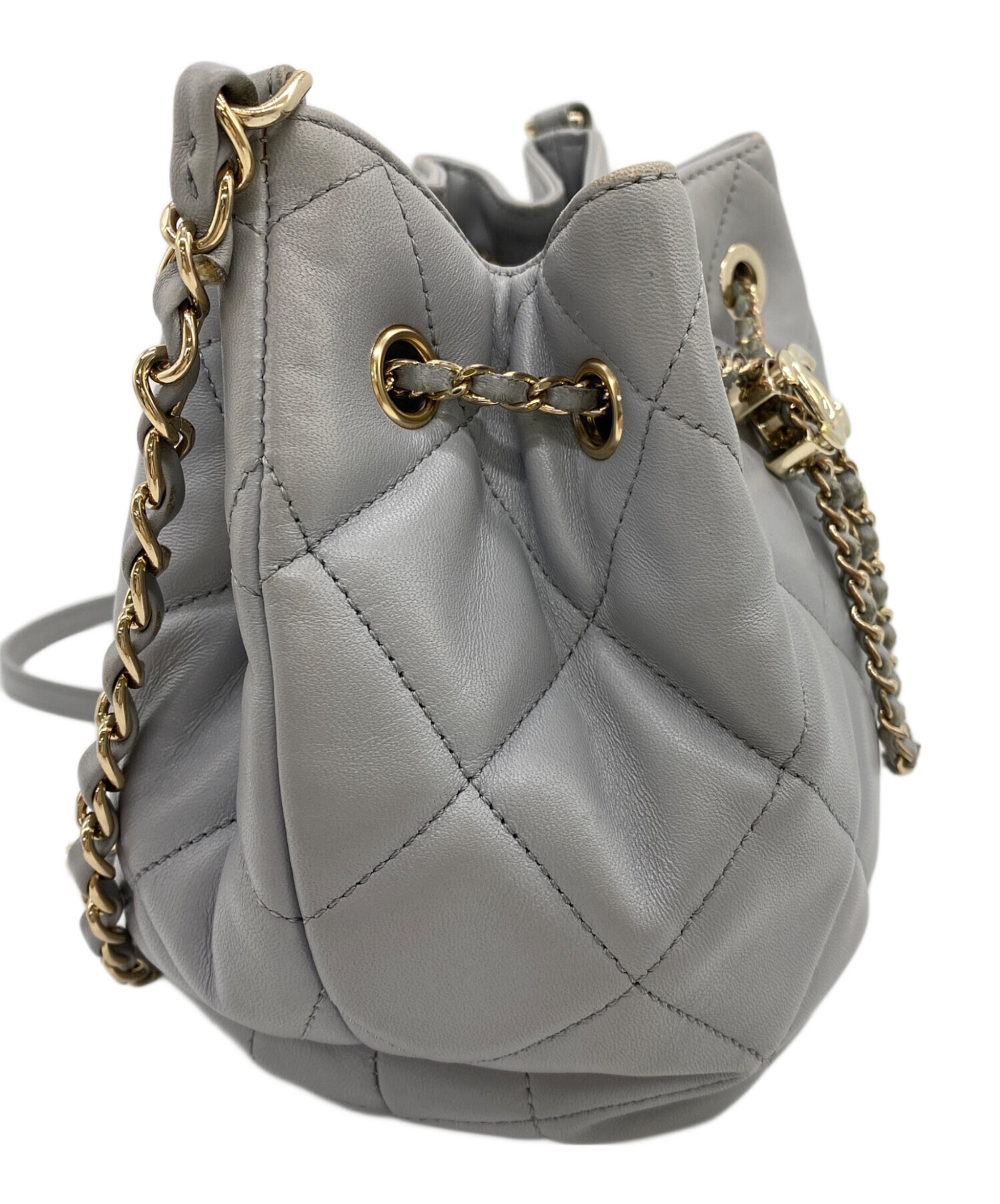 中古・古着通販】CHANEL (シャネル) 巾着ショルダーバッグ グレー