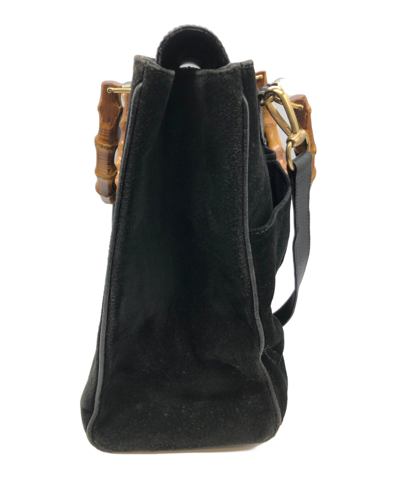中古・古着通販】GUCCI (グッチ) バンブー スエード バッグ ブラック