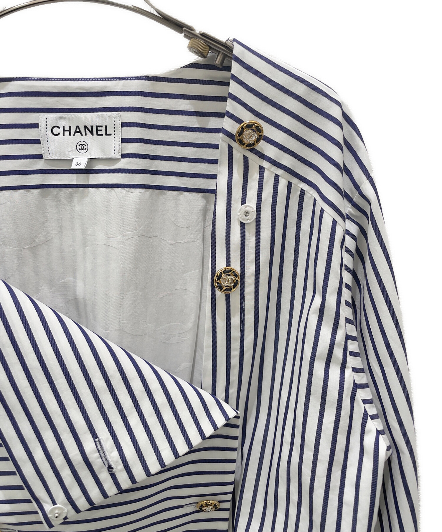 中古・古着通販】CHANEL (シャネル) ストライプダブルシャツジャケット