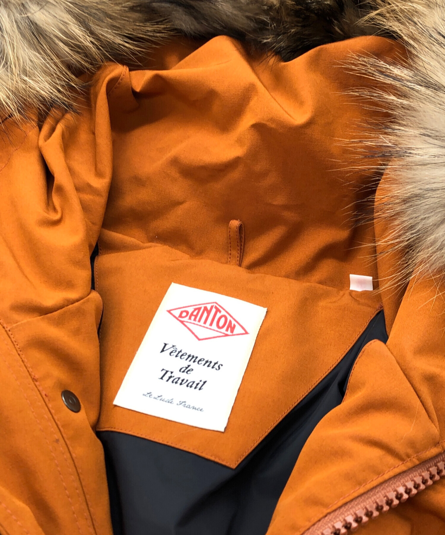 中古・古着通販】DANTON (ダントン) ファー付ダウンコート オレンジ