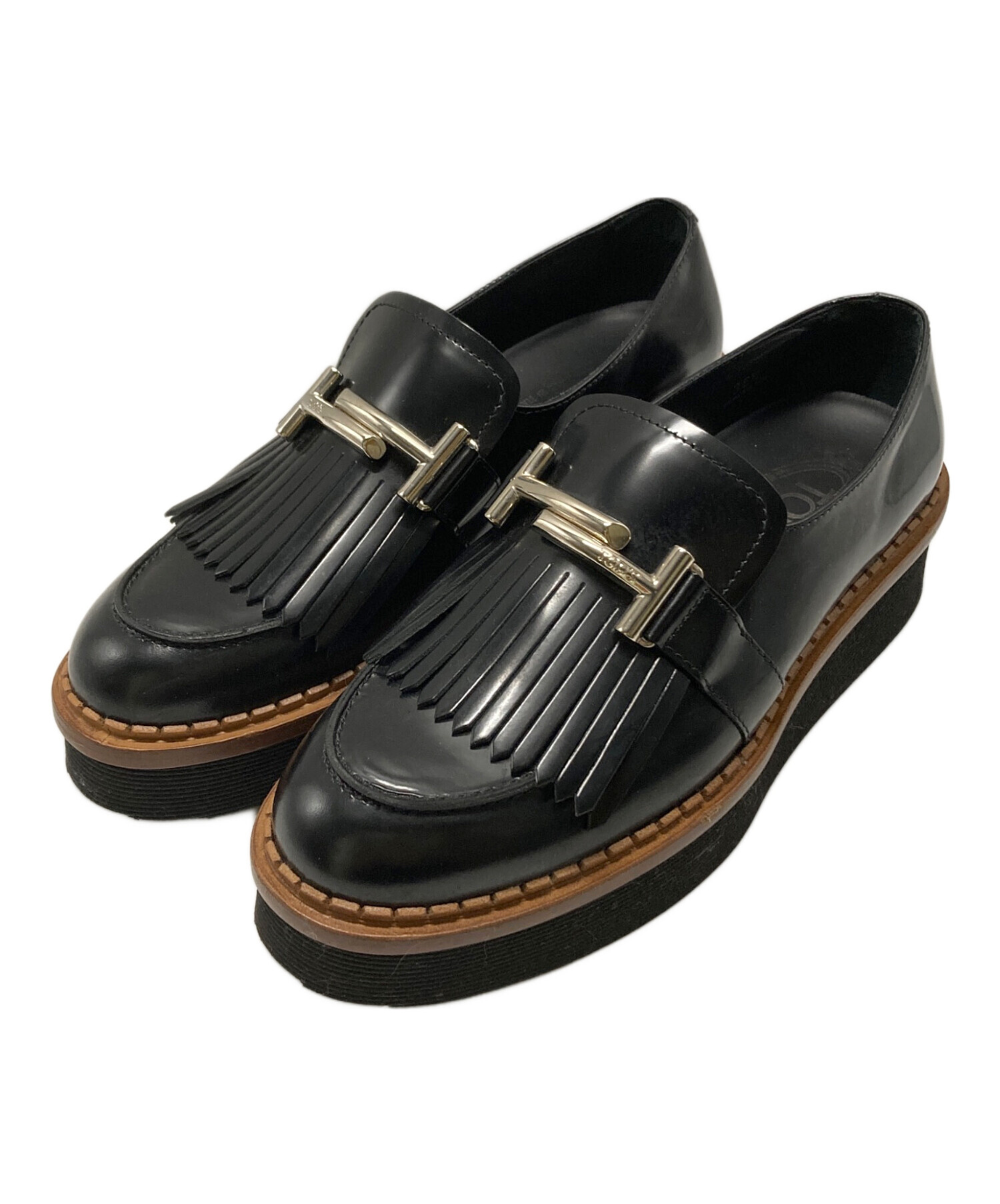 中古・古着通販】TOD'S (トッズ) ダブルTタッセルローファー ブラック