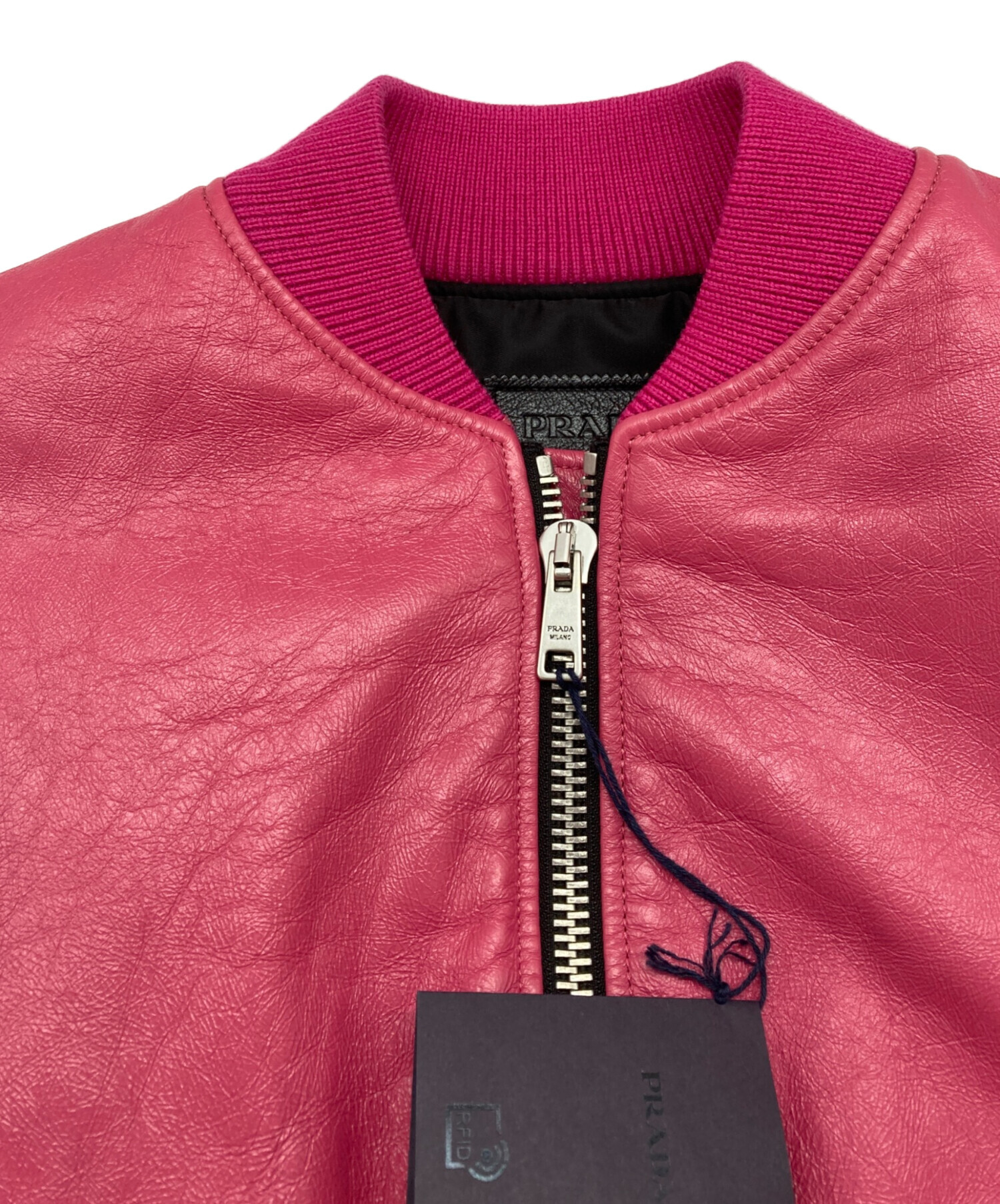 中古・古着通販】PRADA (プラダ) Nappa Leather Bomber Jacket ピンク