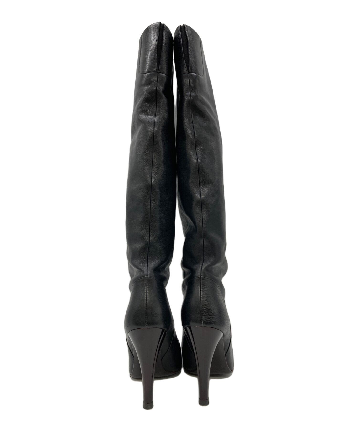 中古・古着通販】CHANEL (シャネル) ココマークレザーブーツ ブラック