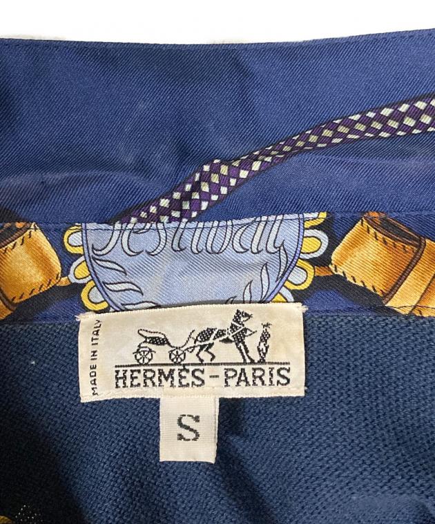 中古・古着通販】HERMES (エルメス) シルクスカーフ切替ニットシャツ
