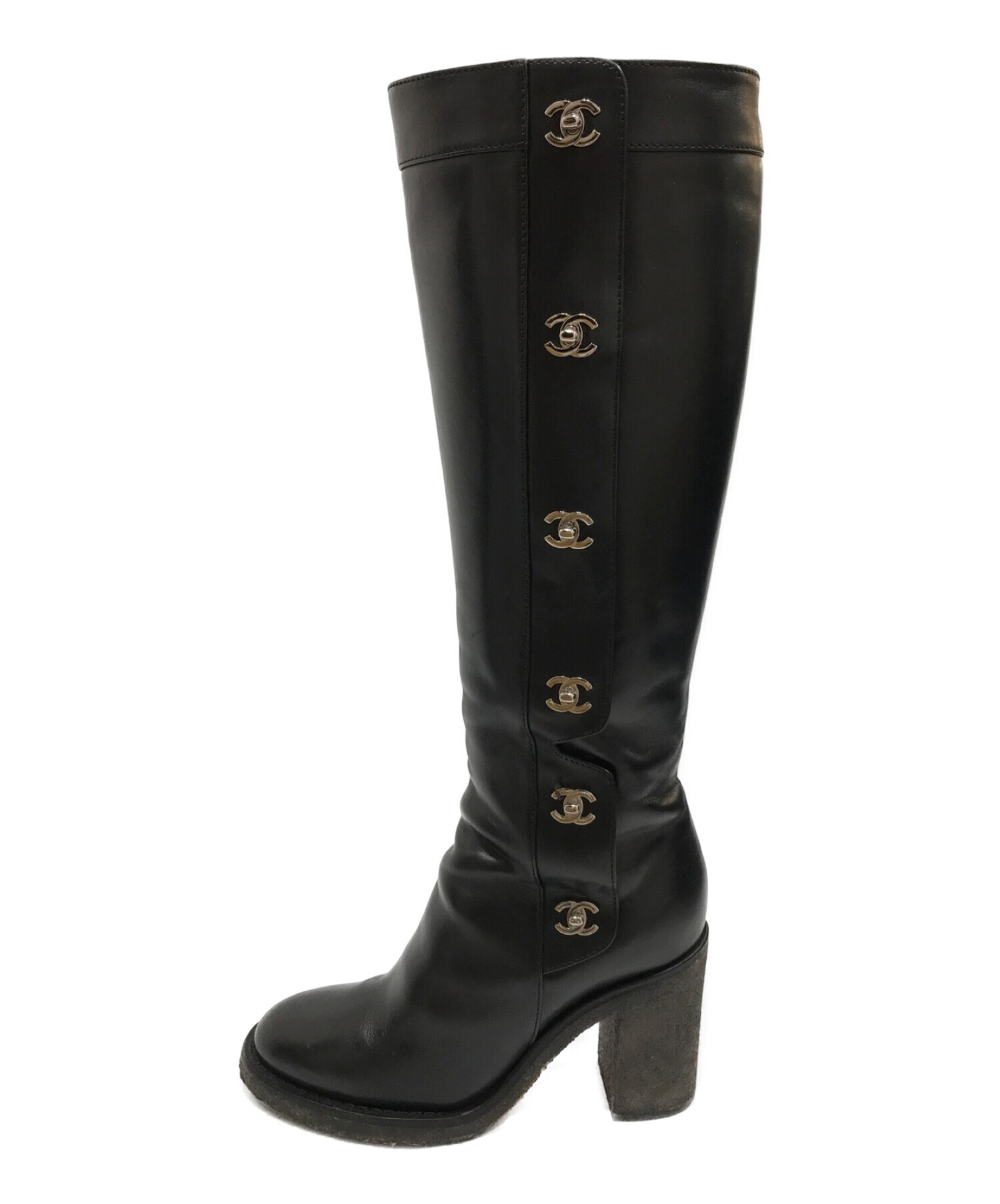 中古・古着通販】CHANEL (シャネル) ココマークロングブーツ ブラック