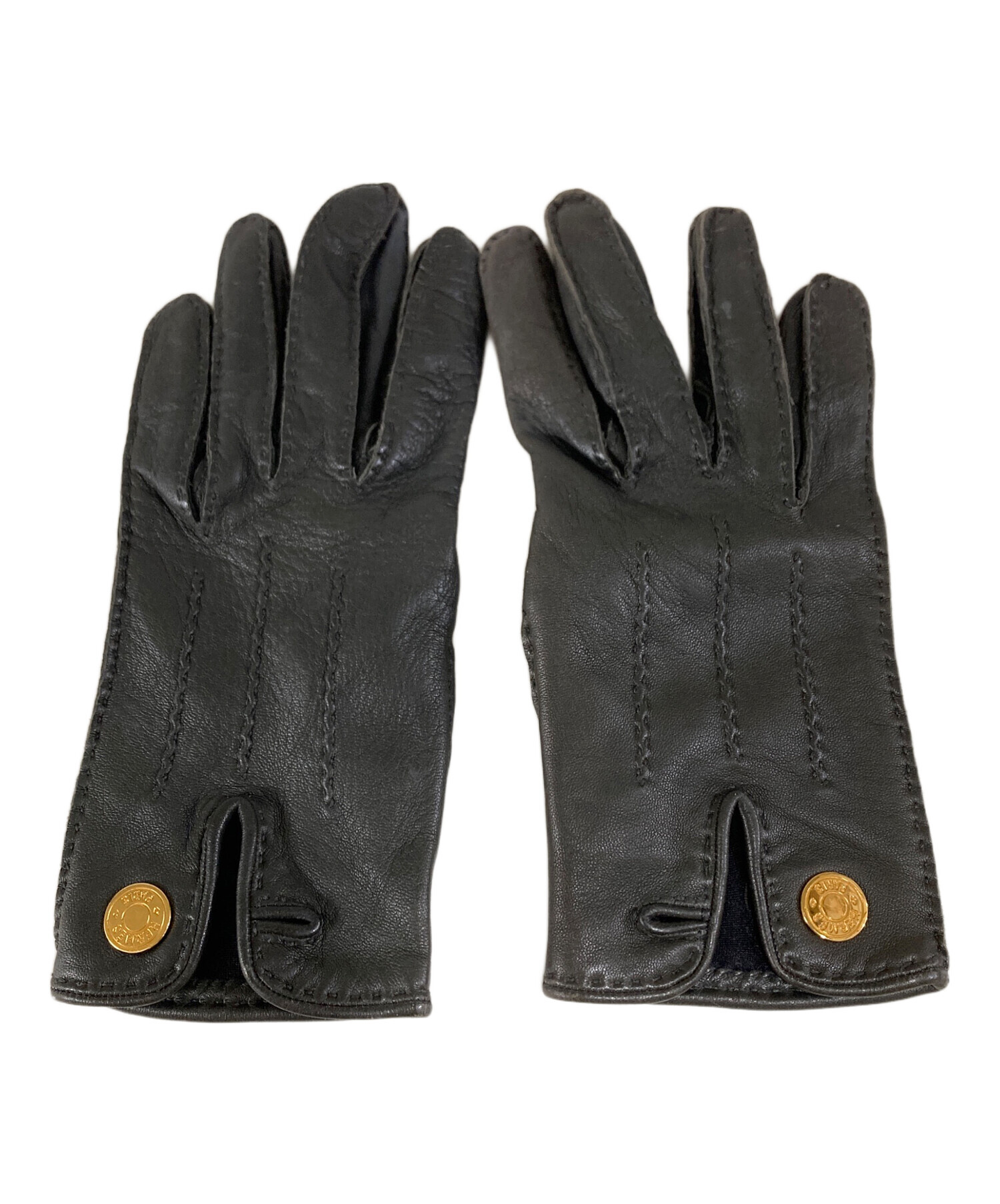中古・古着通販】HERMES (エルメス) レザーグローブ ブラック