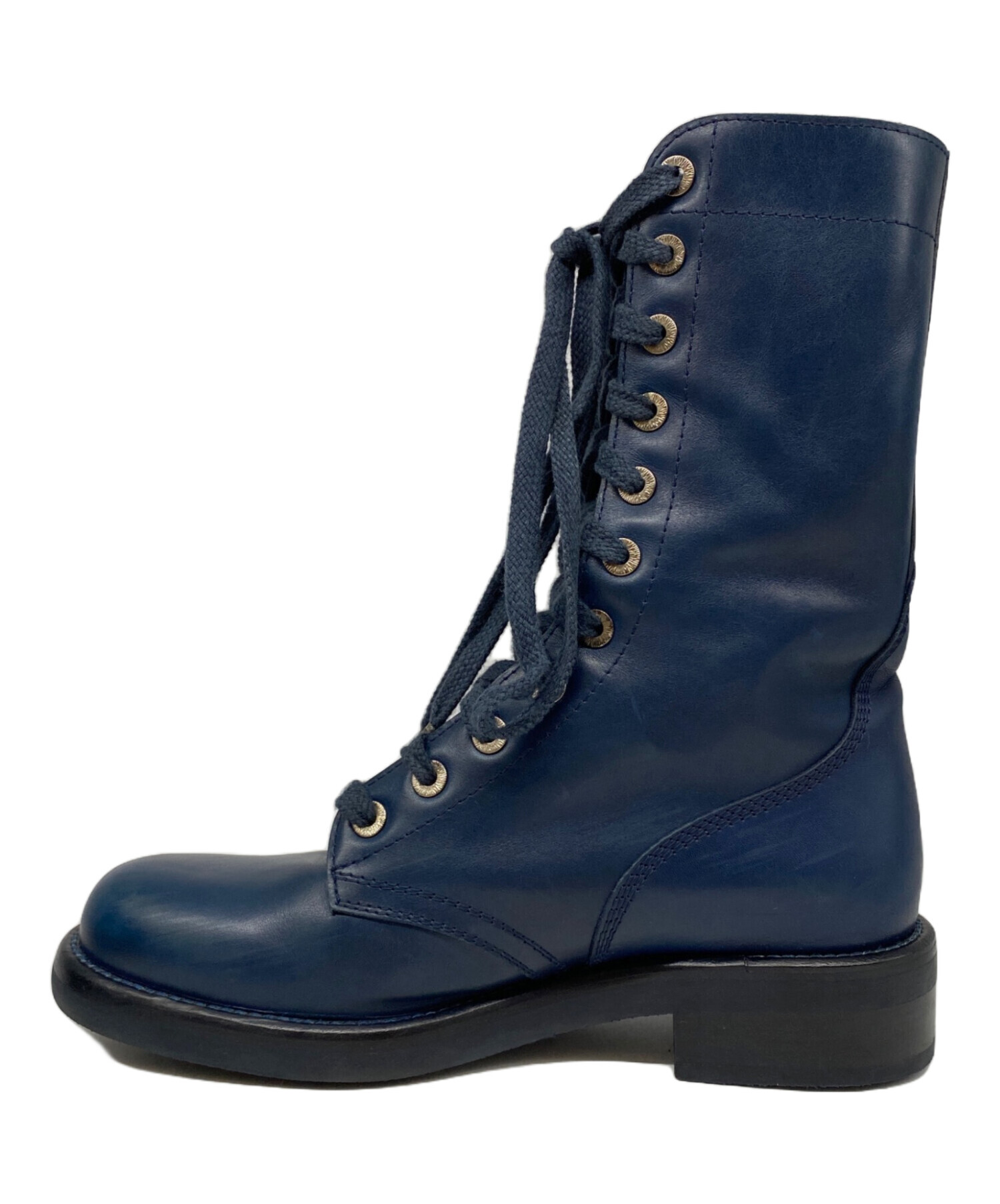 中古・古着通販】CHANEL (シャネル) エンジニアブーツ ネイビー サイズ