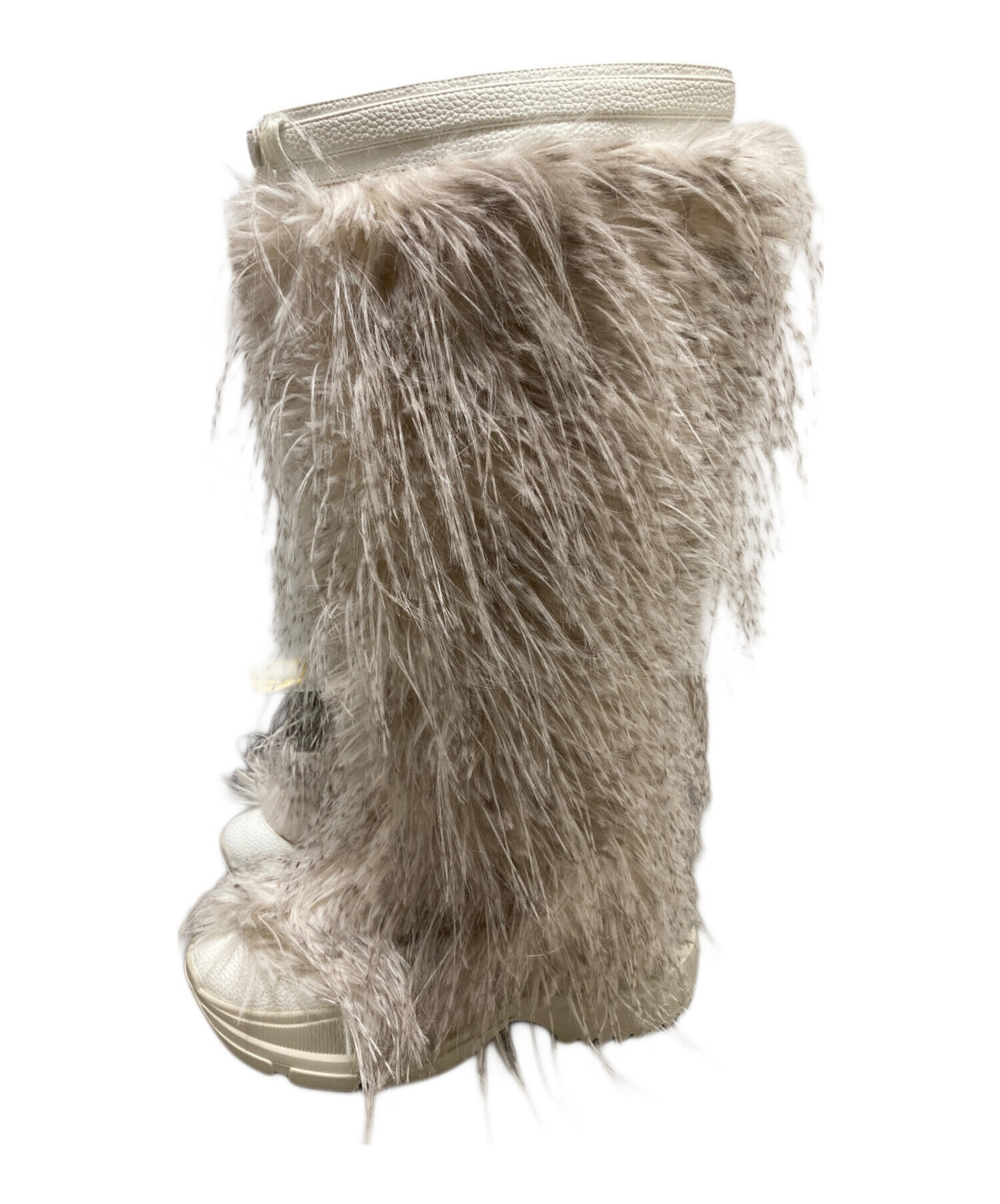 中古・古着通販】YELLO (イエロー) ロングファーブーツ グレー サイズ