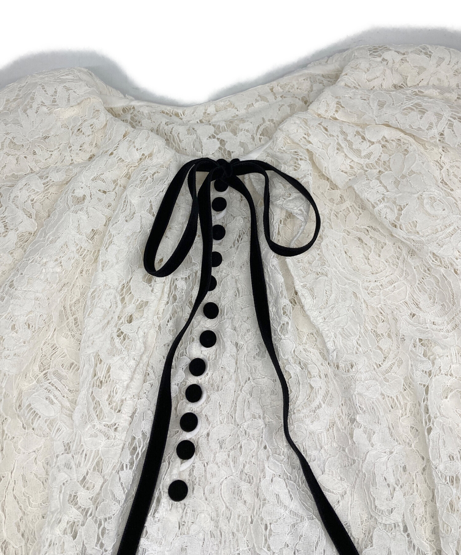 中古・古着通販】CADUNE (カデュネ) 総レースブラウス ホワイト サイズ