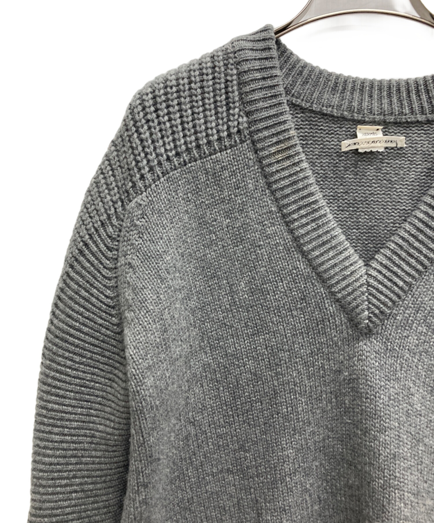 中古・古着通販】HERMES (エルメス) カシミヤVネックニット グレー