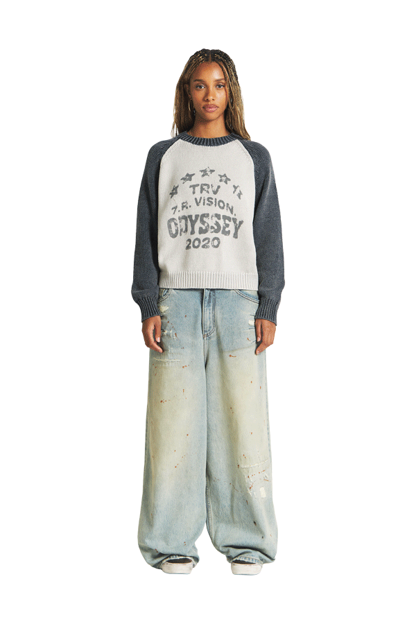 Raglan Knit Sweater Blue Grey – Trendt Vision