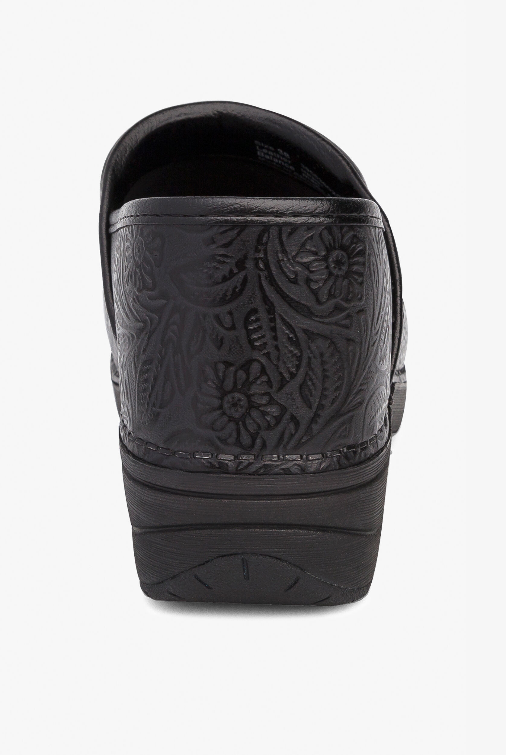 Dansko Pro XP 2.0 Black Floral Tooled Leather Clogs, Nursing Clogs