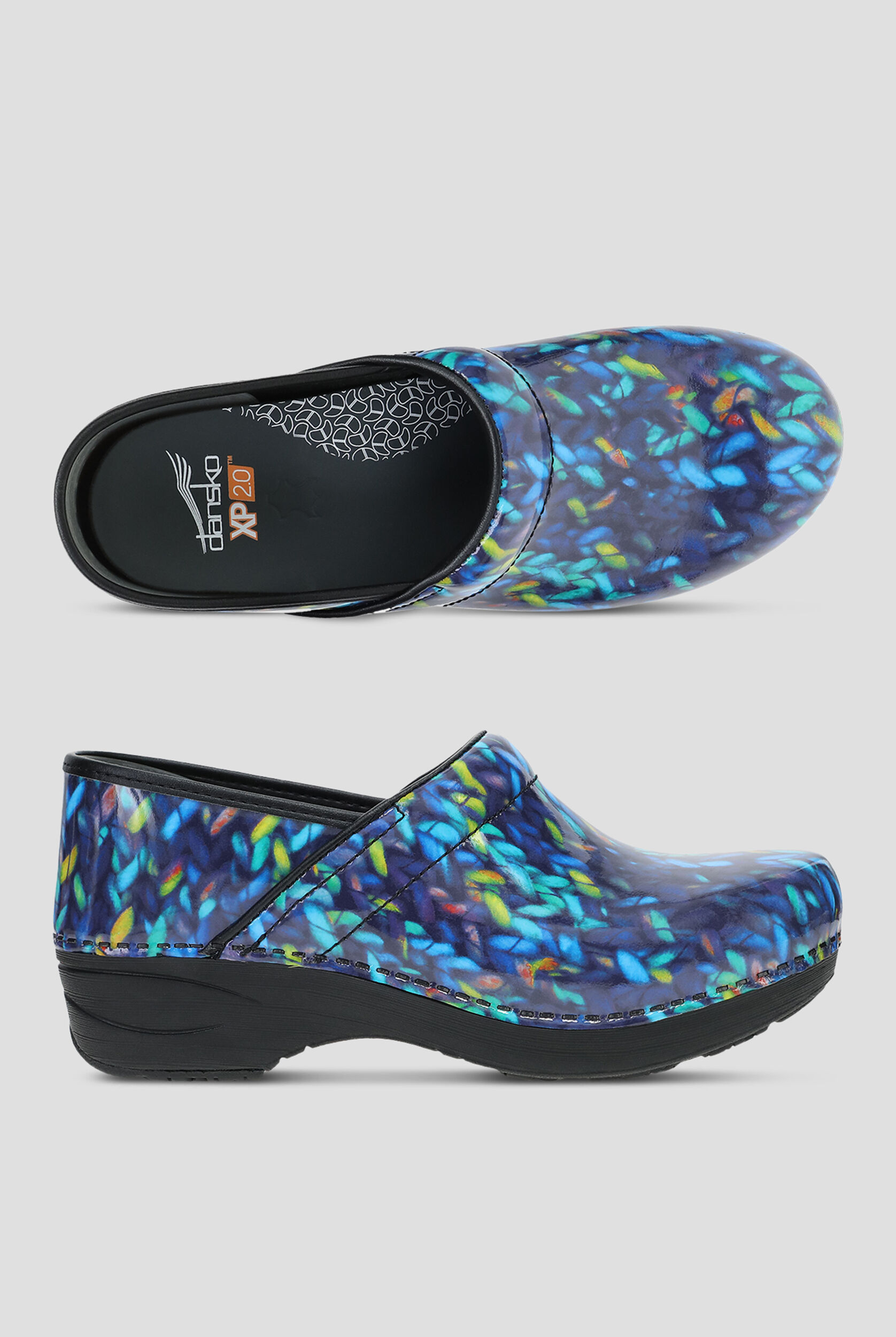 Dansko Women's XP 2.0 Slip Resistant Blue Knit Patent Leather