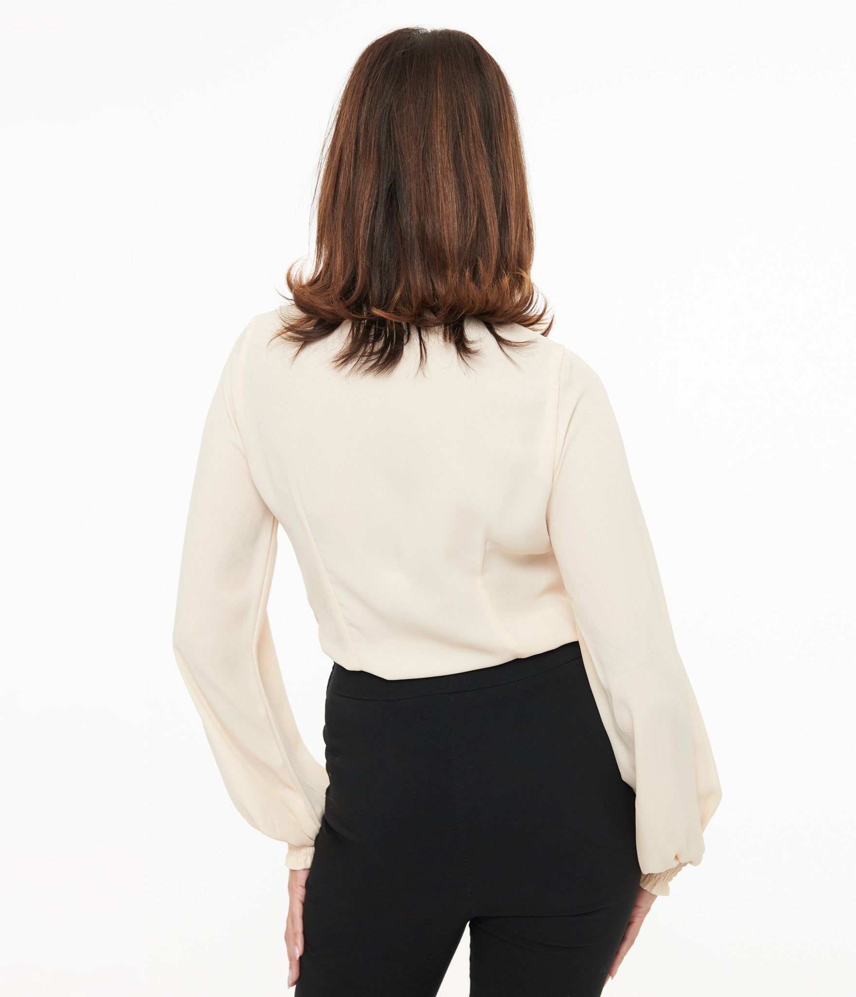 Retro & Vintage Unique Vintage Ivory Neck Tie Blouse | Unique Vintage