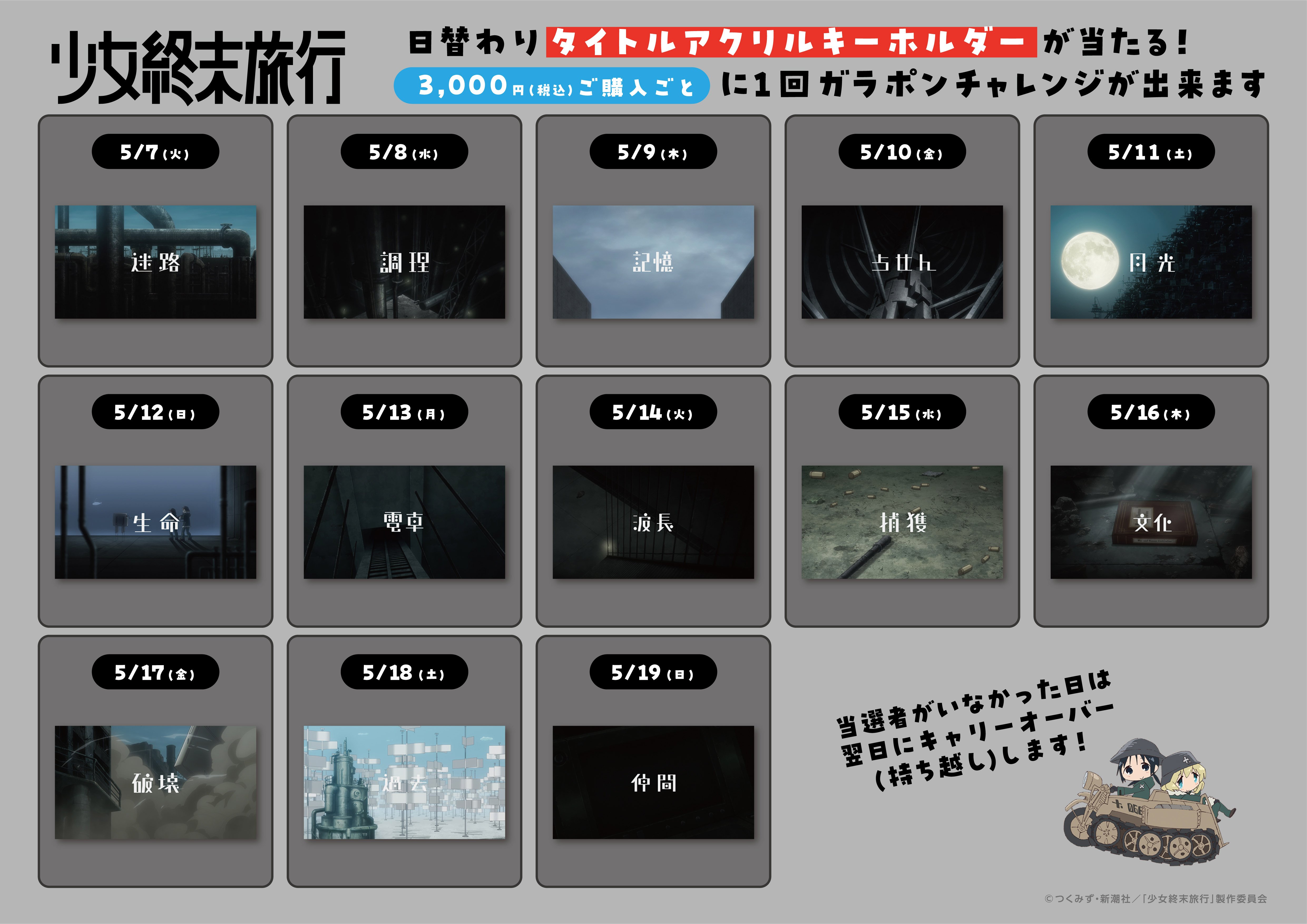 TVアニメ「少女終末旅行」の「少女月光旅行」イベント開催決定