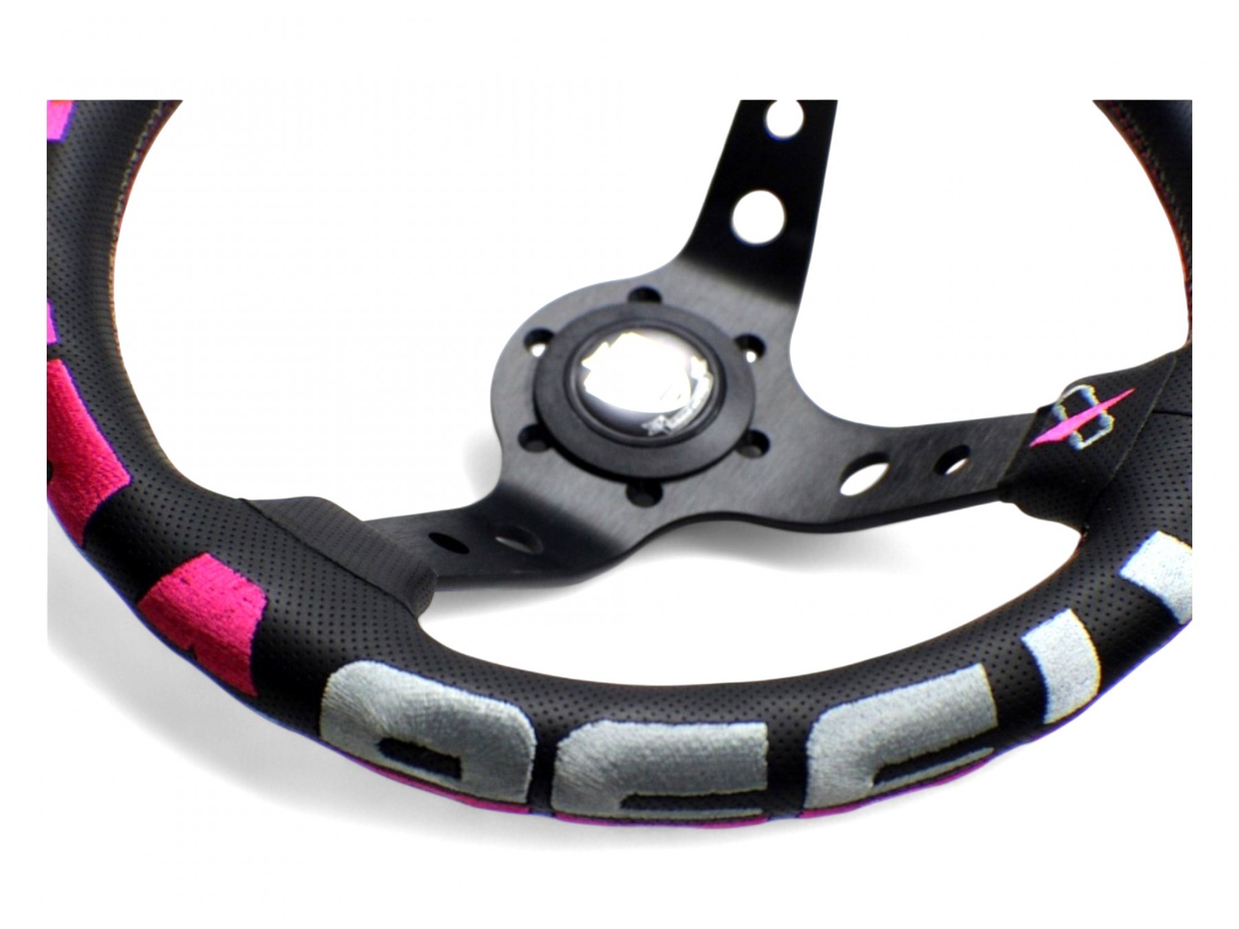 Vertex 1996 Steering Wheel; Pink; Perforated Leather; 330mm x 90mm