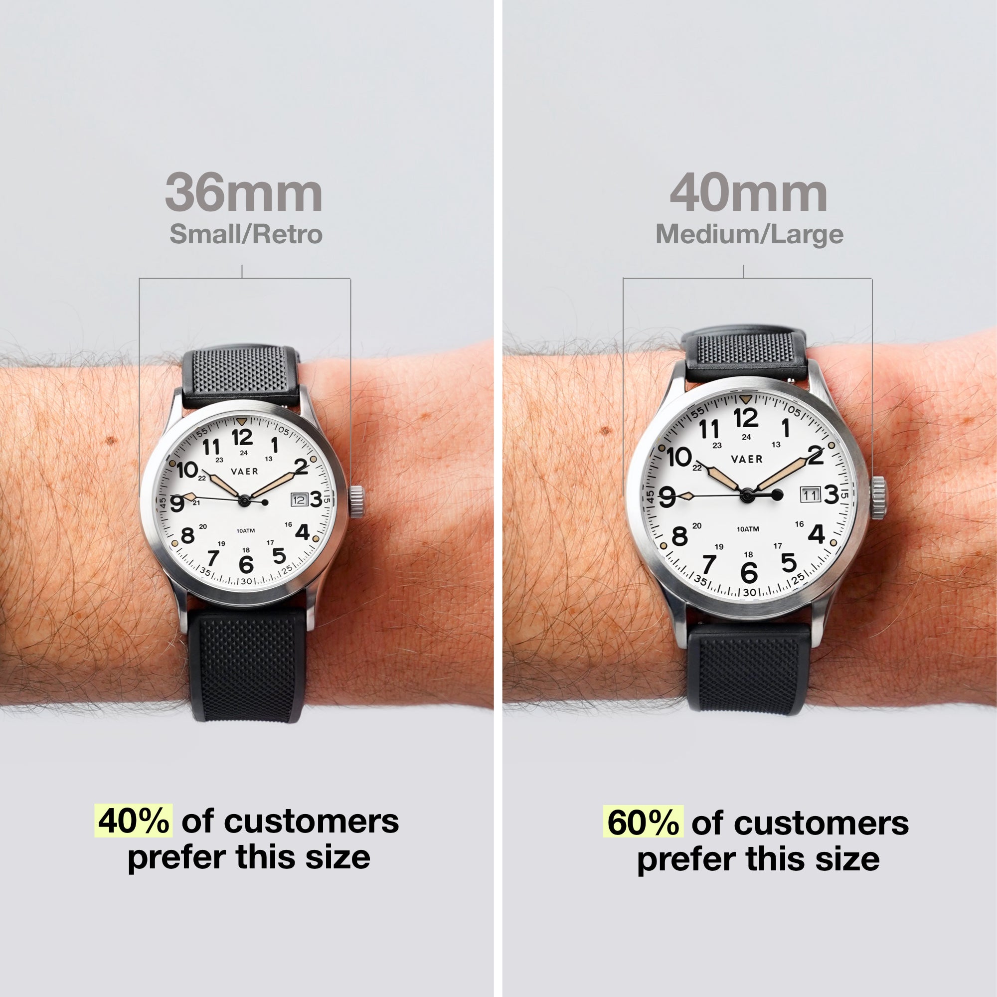 VAER | S5 Field White: 10ATM, Sapphire Glass, 2x Straps