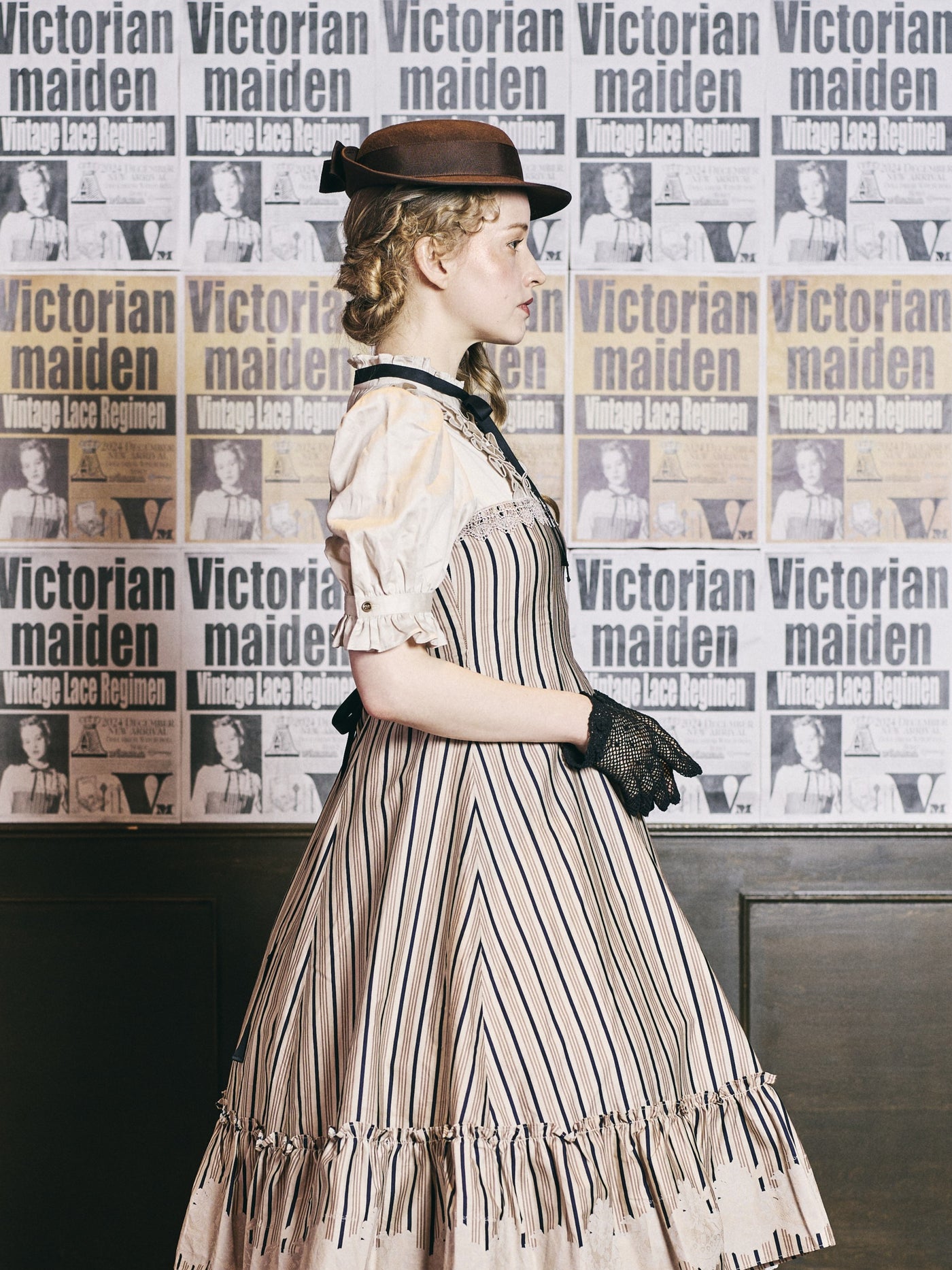 vintageレースレジメンハーフスリーブドールドレス - Victorian maiden